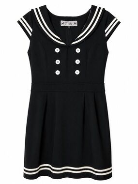 Hell Bunny Black Dress with White Trim